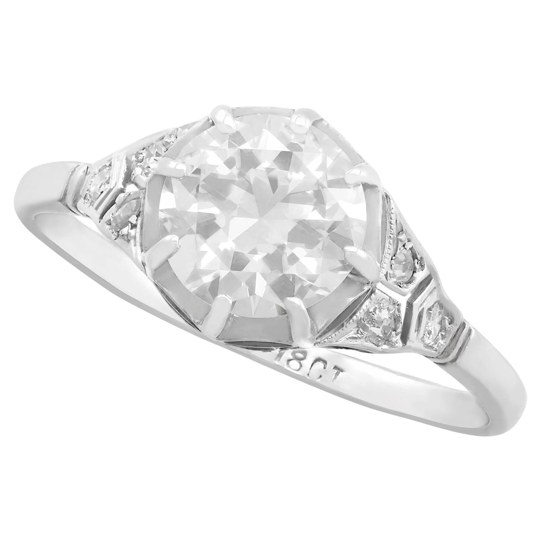 Antique 1920s 1.60 Carat Diamond and White Gold Solitaire Ring