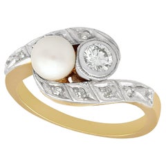 1930s, Antique Diamond and Pearl Yellow Gold Twist Ring