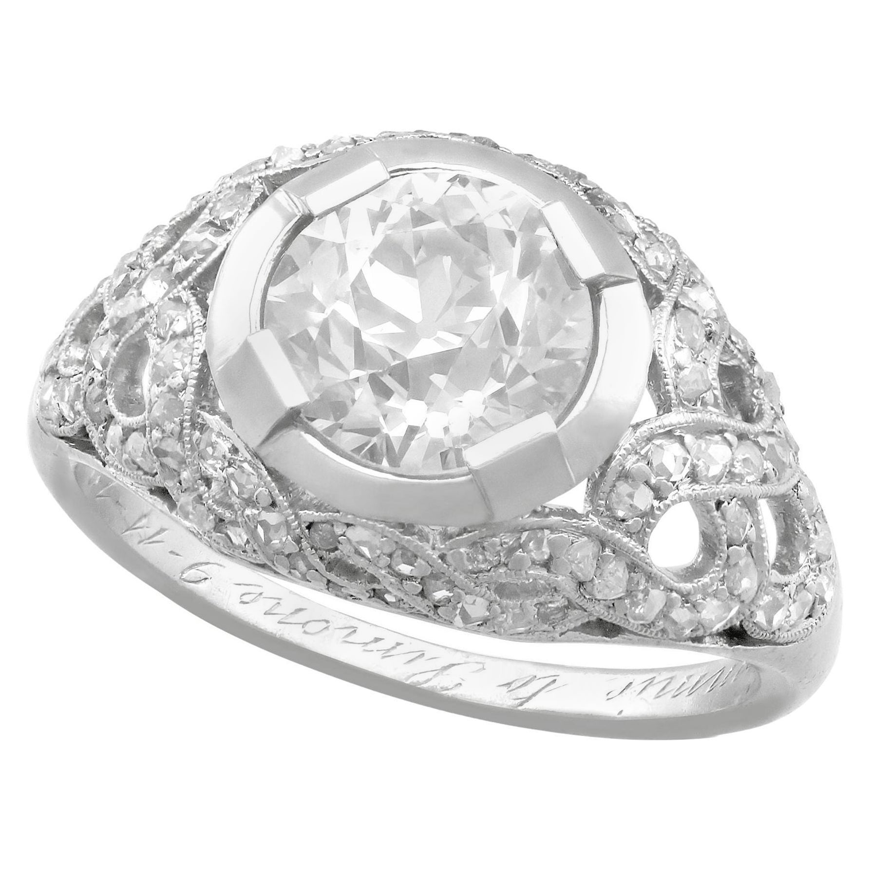 Antique 2.30 Carat Diamond Cocktail Ring in Platinum