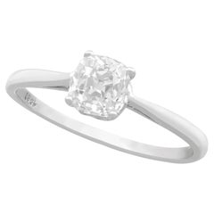 Anillo de compromiso solitario de oro blanco y diamante antiguo de 1,05 quilates