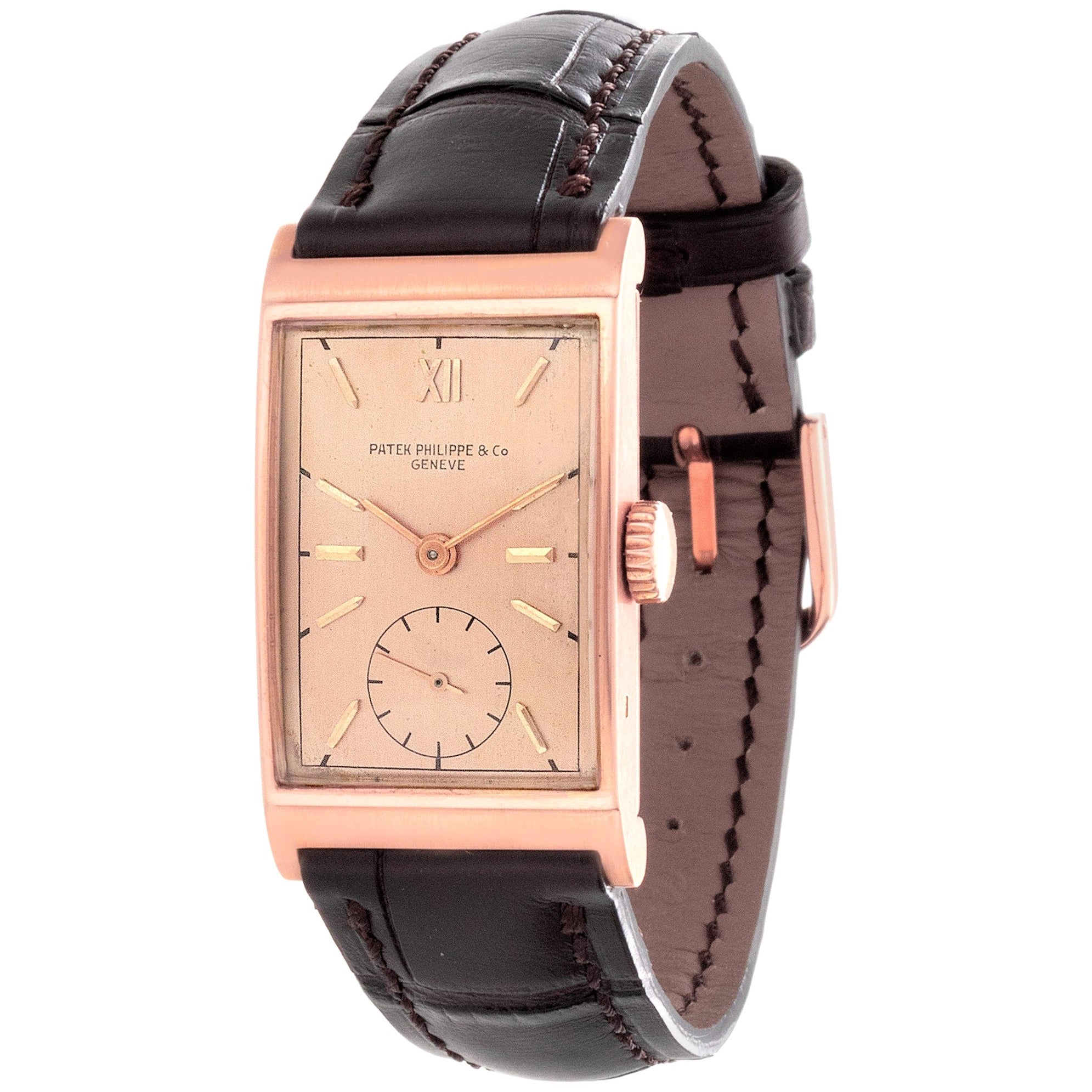 Patek Philippe 1577R Rectangular Rose Gold Watch Circa 1949 For Sale at ...