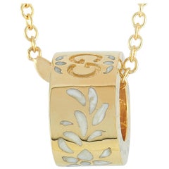 Gucci Icon Blossom 18K Yellow Gold and White Enamel Necklace