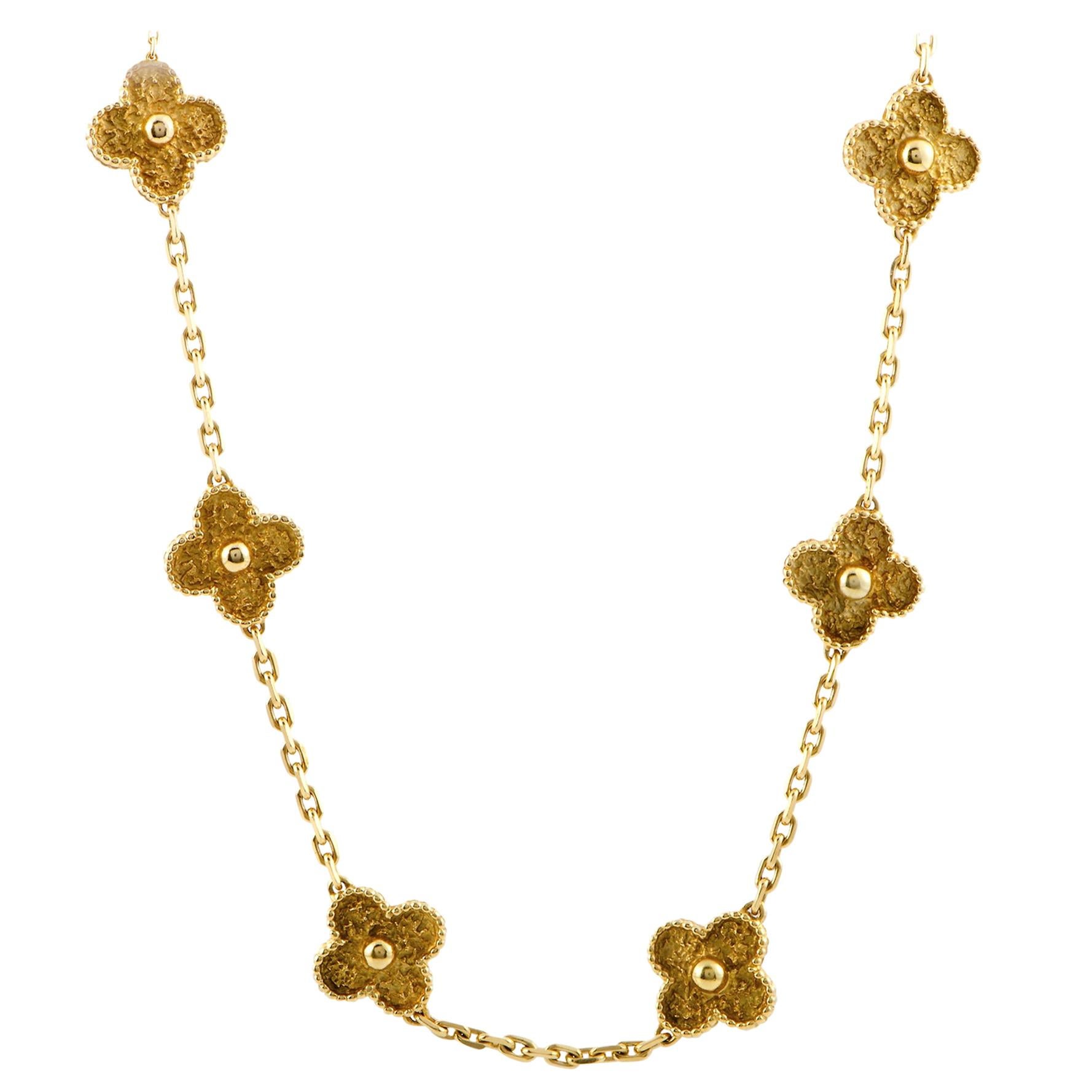 Van Cleef 
Arpels Vintage Alhambra 18K Yellow Gold Flower Necklace