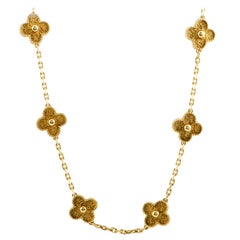 Van Cleef & Arpels Vintage Alhambra 18K Yellow Gold Flower Necklace