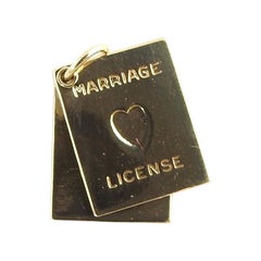 Vintage 14 Karat Yellow Gold Marriage License Charm