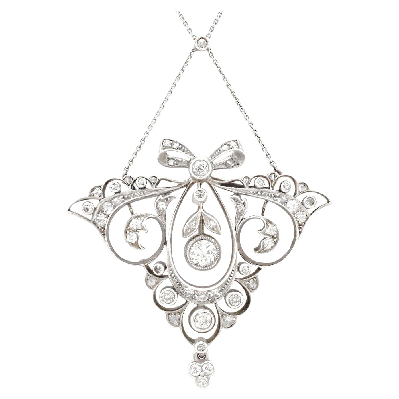 Antiguo Colgante Austriaco de Oro con Diamantes de 1,65 Quilates Circa 1920
