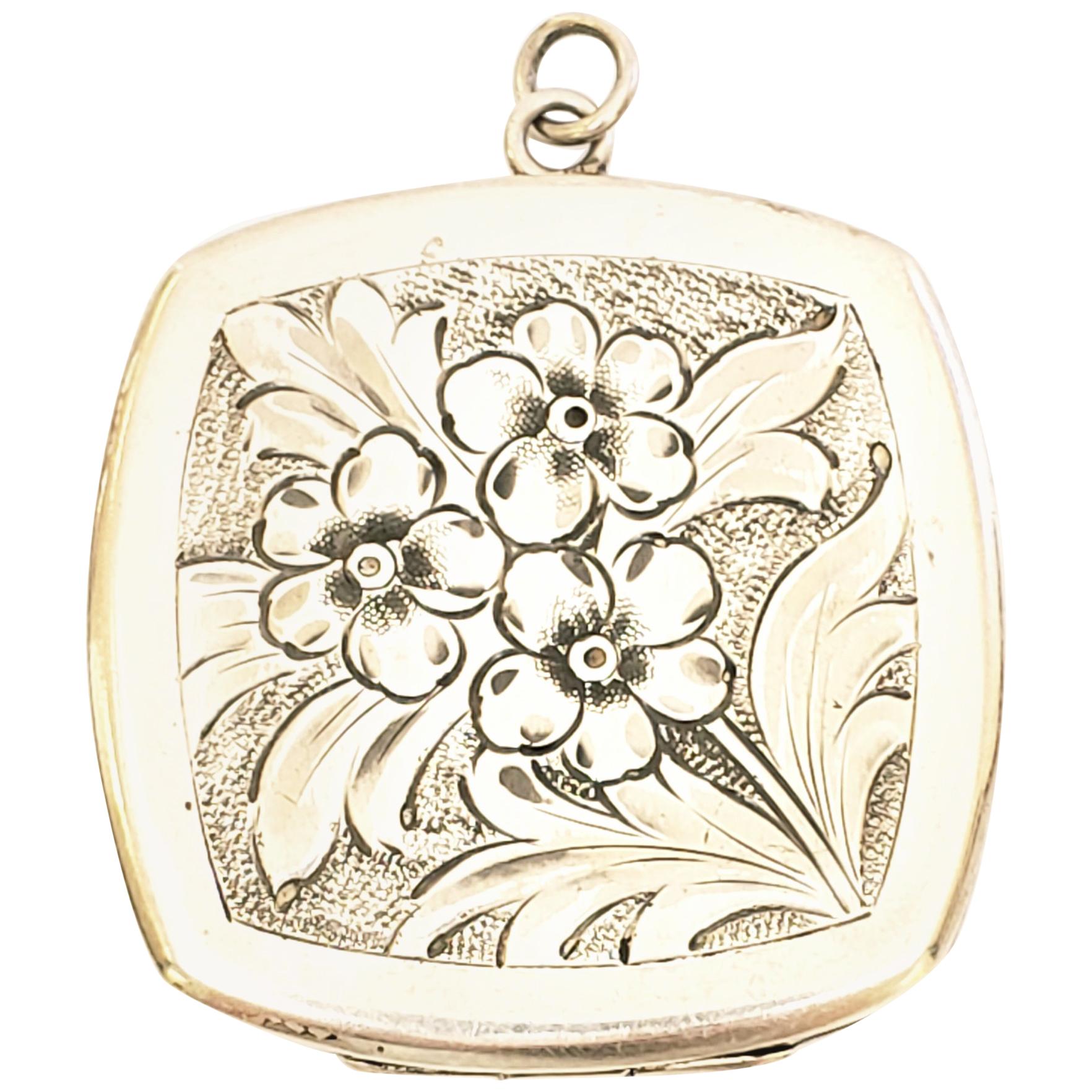 Binder Bros, Inc. Sterling Silver Square Floral Locket
