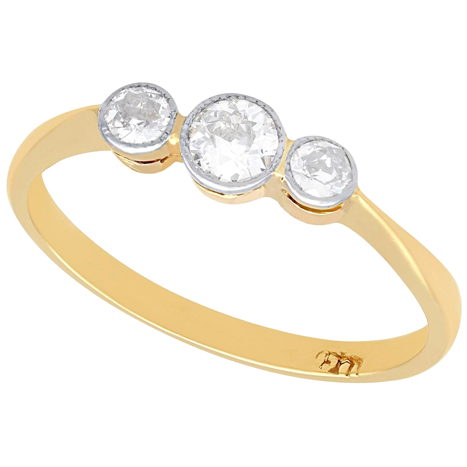 1920s Diamond and Yellow Gold Trilogy Ring For Sale