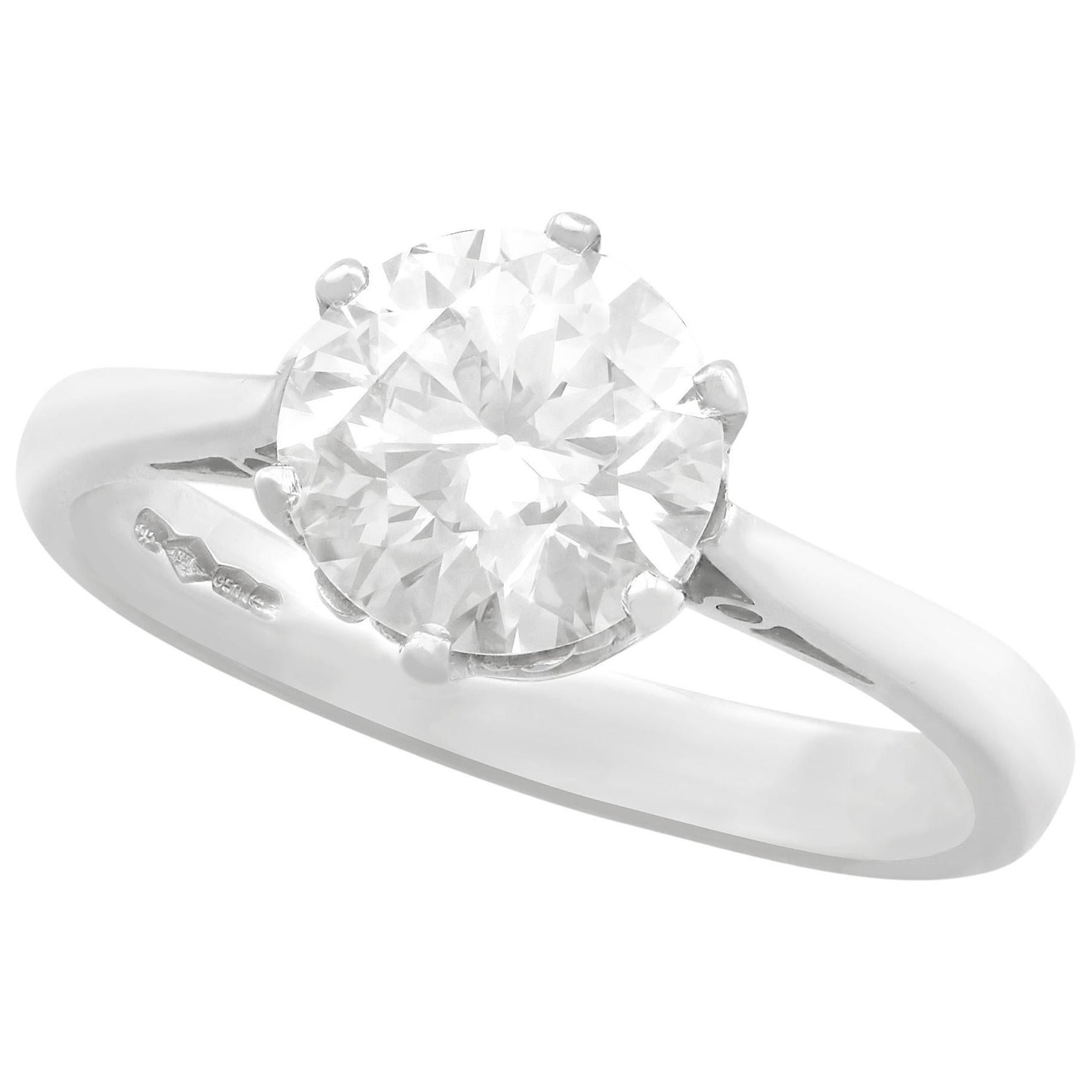 1940s 2.24 Carat Diamond and Platinum Solitaire Engagement Ring For Sale at  1stDibs