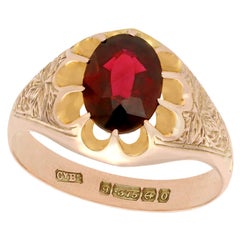Antique 1913 2.57 Carat Garnet and Rose Gold Solitaire Ring