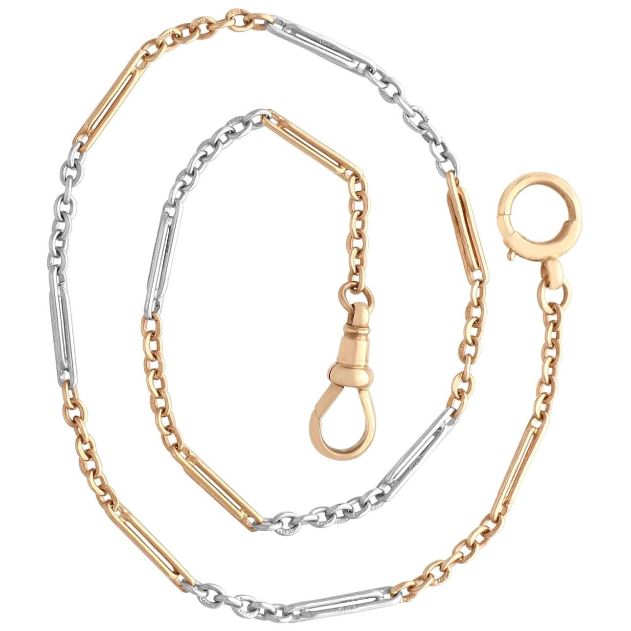 1910's Mixed Gold Fetter Watch Chain / Bracelet