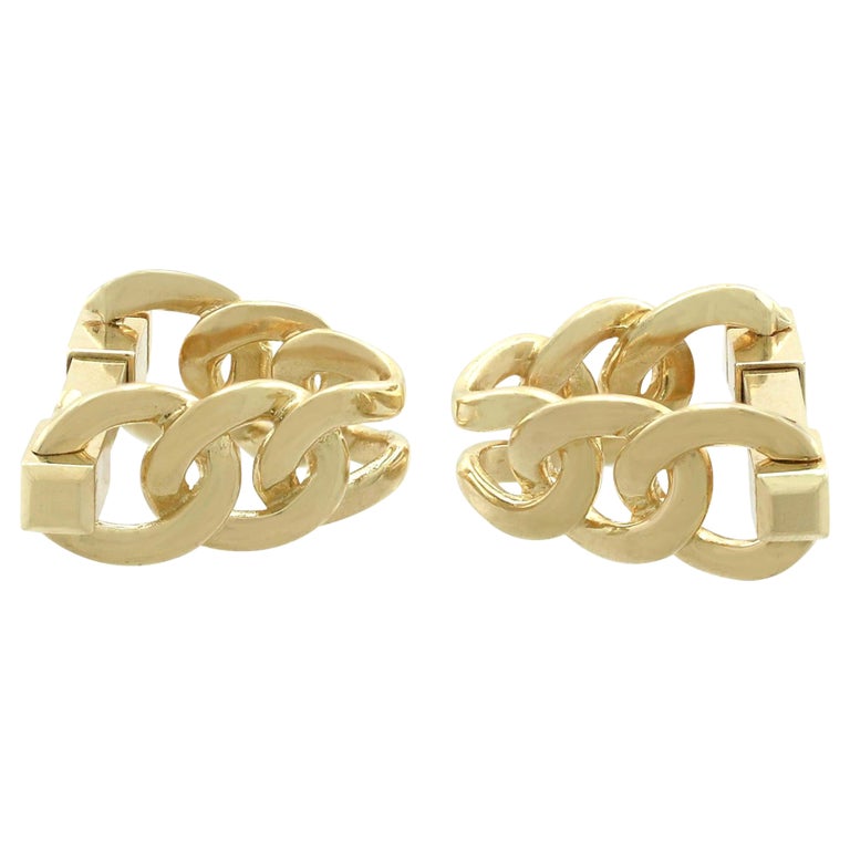 1960s French Yellow Gold Cufflinks For Sale