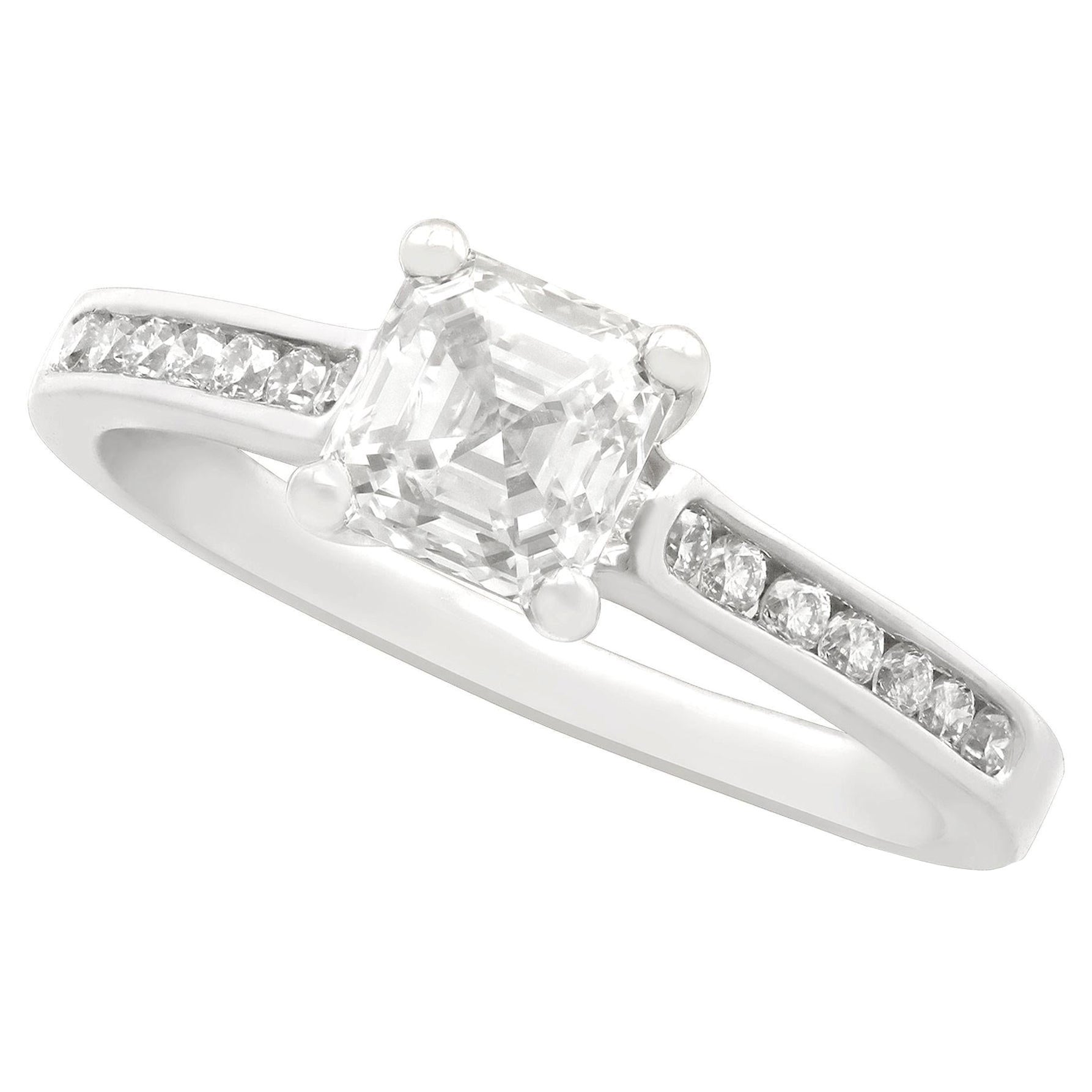 1.19 Carat Diamond and Platinum Solitaire Engagement Ring For Sale