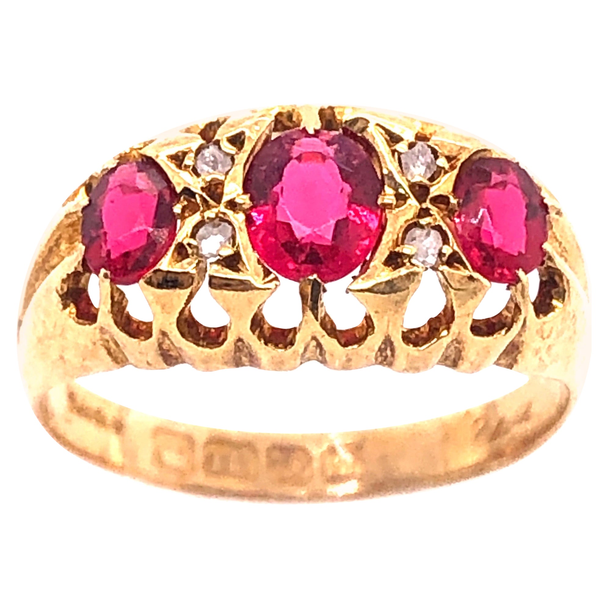VICTORIAN 5-STONE RUBY RING at 1stDibs