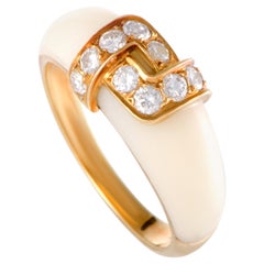 Van Cleef & Arpels White Coral Diamond Yellow Gold Band Ring