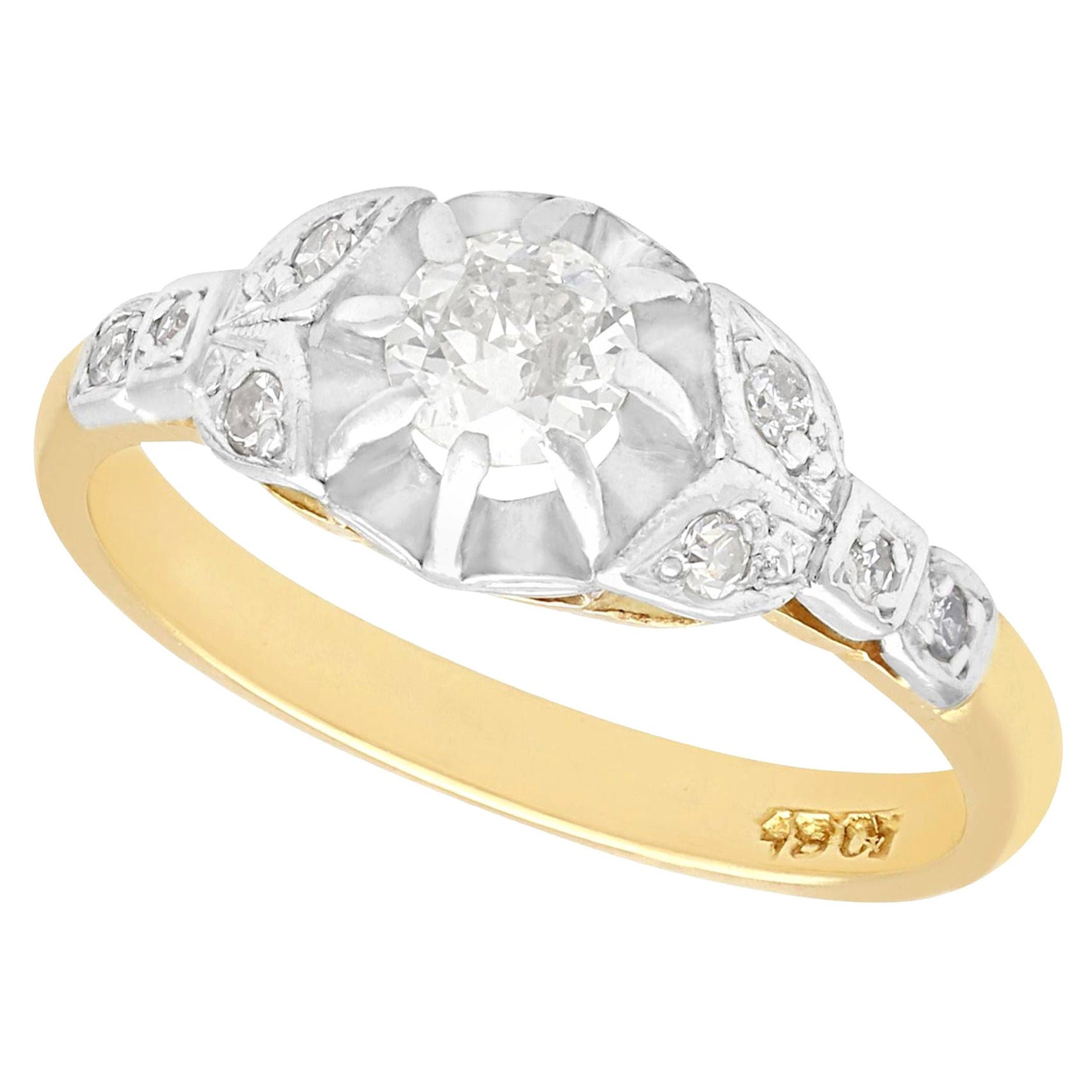 1920s Diamond and Yellow Gold Solitaire Engagement Ring For Sale