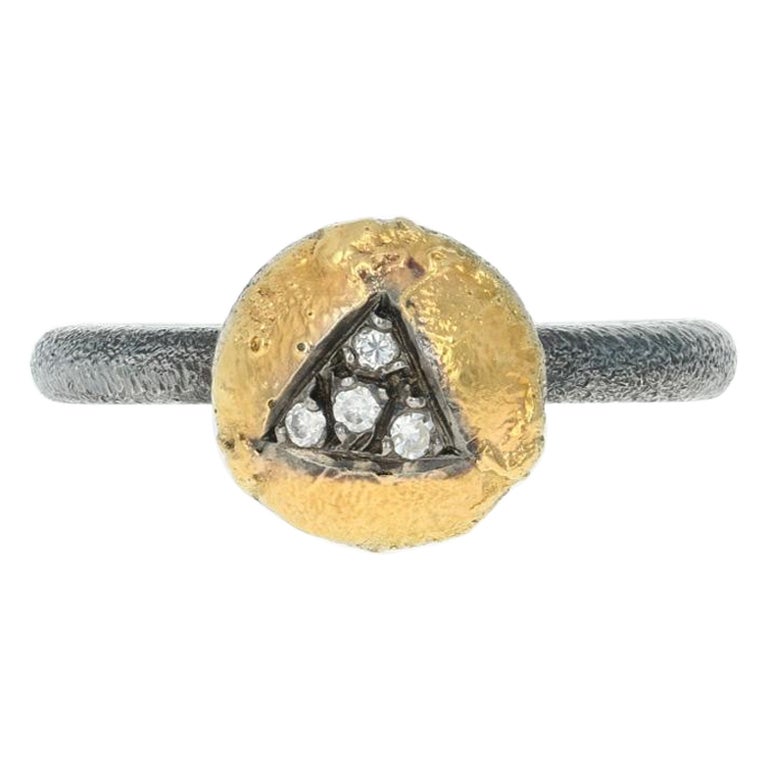 New Bora Diamond Ring, Sterling Silver & 18k Yellow Gold