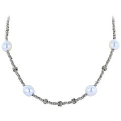 Diamond Pearl Gold Chain Necklace