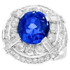 8.80 Carat Ceylon Sapphire and 2.68 Carat Diamond Cocktail Ring in White Gold