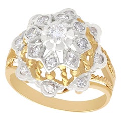Cocktailring aus Gelb- und Weißgold mit Diamanten aus den 1940er Jahren