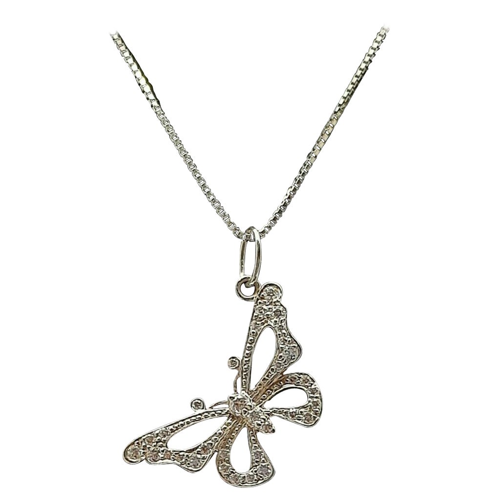 Tiffany&Co Diamond Butterfly Necklace For Sale at 1stDibs