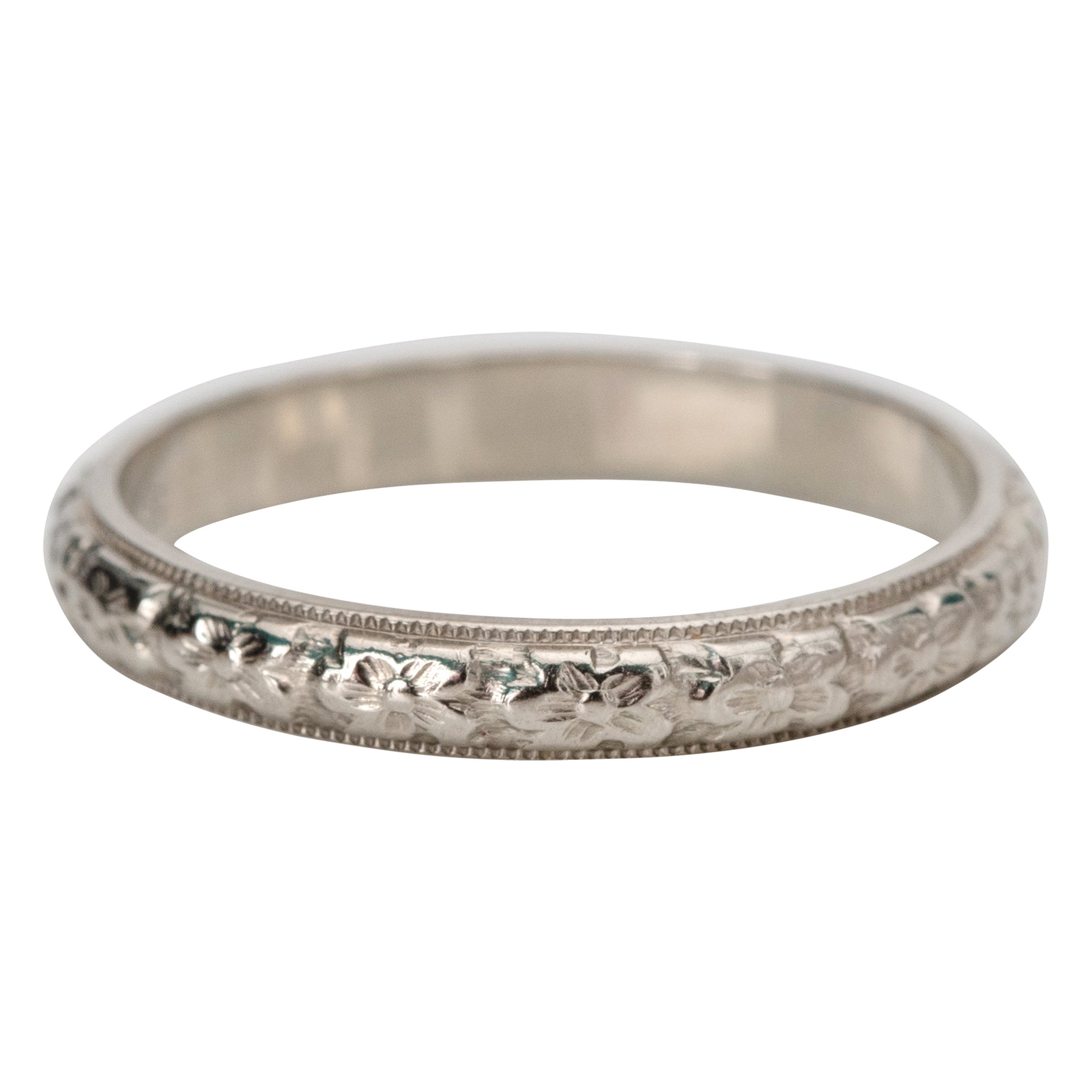 Simple Band Details about  / Sterling Silver Floral Band Ring