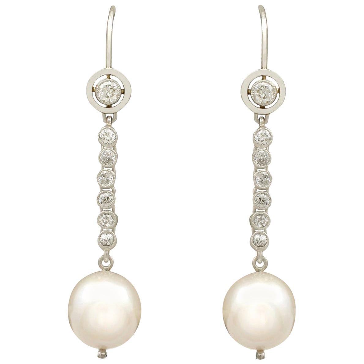 Pearl Platinum Earrings For Sale at 1stDibs