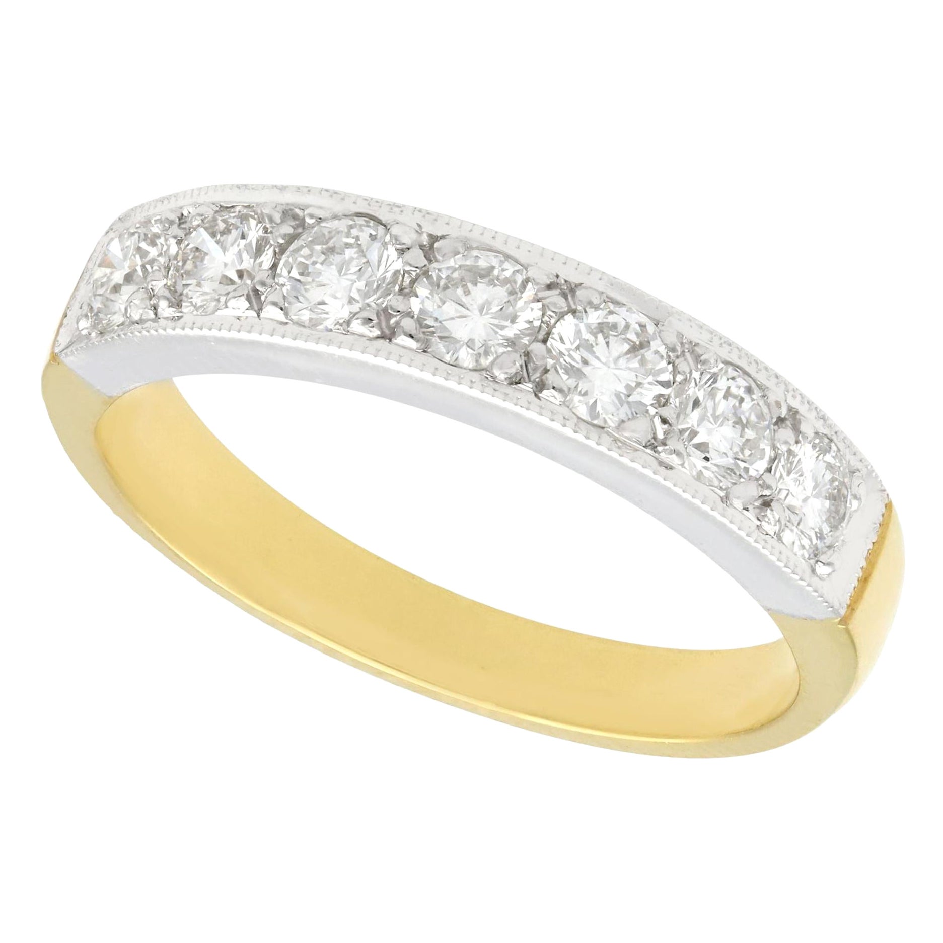 Diamond and 18K Yellow Gold, Platinum Set Half Eternity Ring