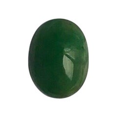 IGI Certified 3.60ct Jadeite Untreated Jade ‘A’ Grade Deep Green Oval Cabochon