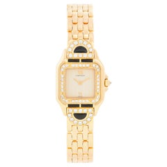 Vintage Cartier Panther Ladies 18k Yellow Gold Diamond Watch