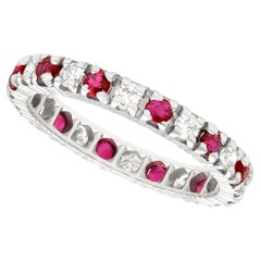 Vintage 1970s Ruby Diamond and White Gold Eternity Ring