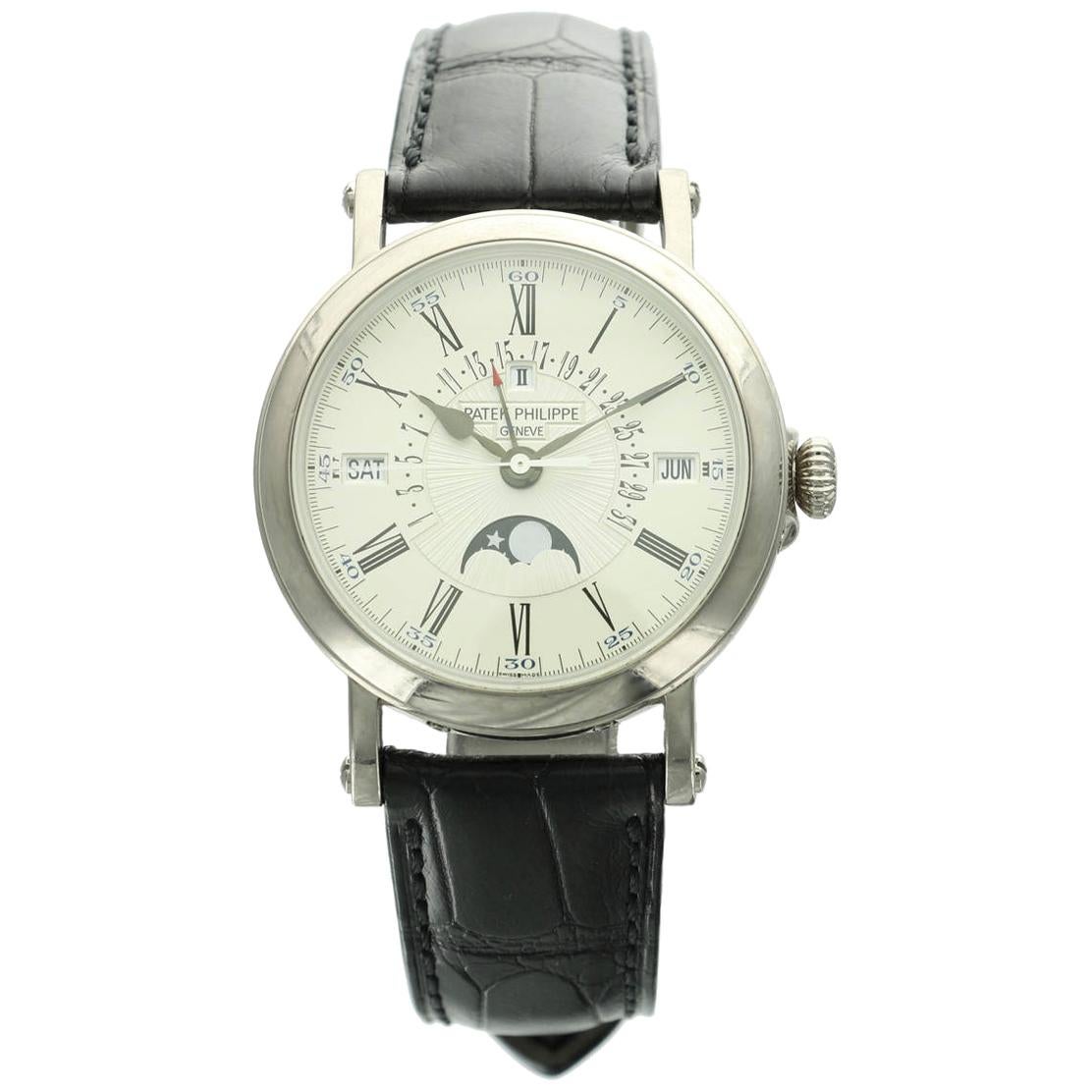 Patek Philippe White Gold Perpetual Calendar Wristwatch Ref 5159G For Sale