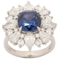 Unheated GIA Cert 5.98 Carat Burmese Sapphire Diamond Platinum Ring