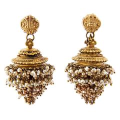 Antique Gold ear pendants, GINTLI, India, Andhra Pradesh, ca 1900