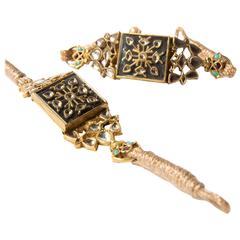 Antique A pair of gold bracelets, BAJU BAND, India, Benares, 19th Century