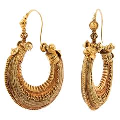 Antique Gold earrings, OGANIA, India, Gujarath, early 20th Century