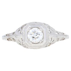 .32ct Old European Diamond Art Deco Engagement Ring, 14k Gold Vintage Solitaire