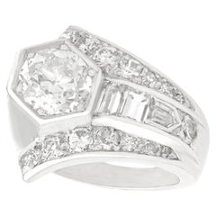 Vintage Art Deco 3.24 Carat Diamond and Platinum Cocktail Ring