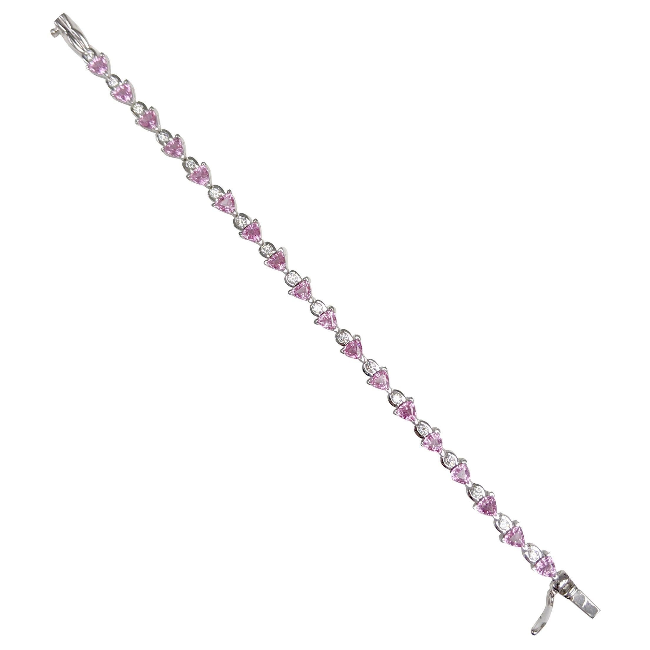 Sapphire and Diamonds Flower Shape Tennis Bracelet For Sale at 1stDibs