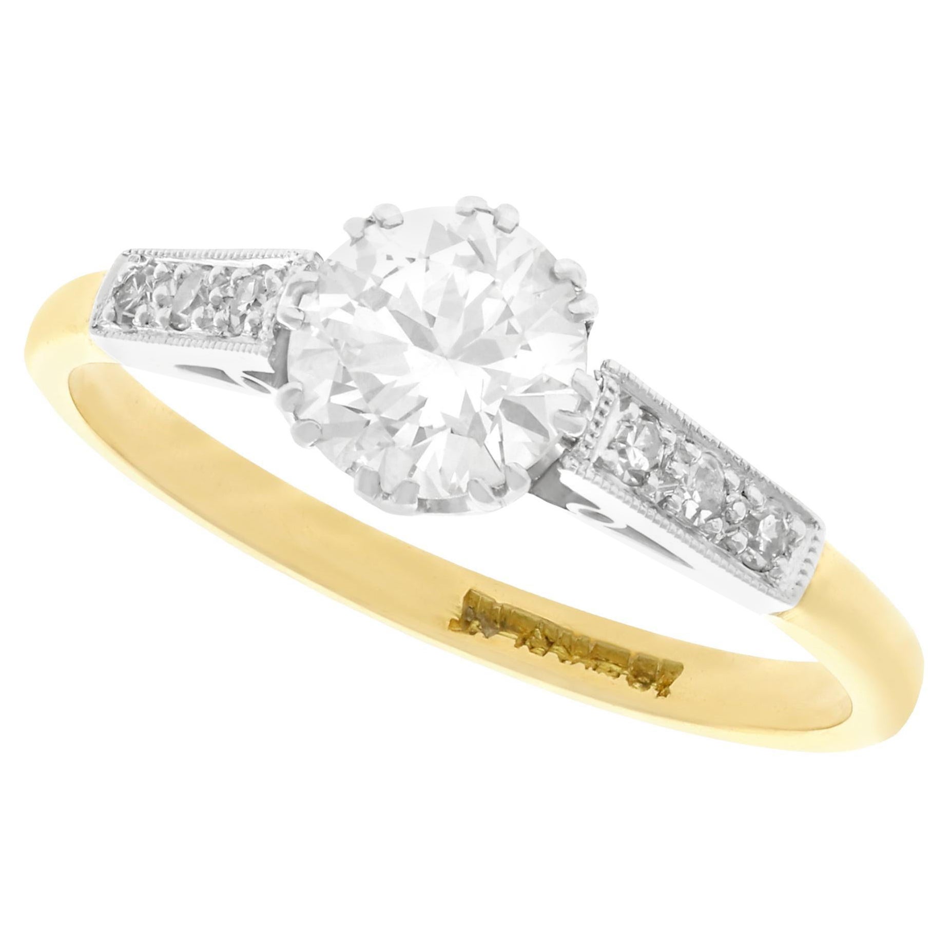 Vintage 1940s Diamant und Gold Solitär Verlobungsring