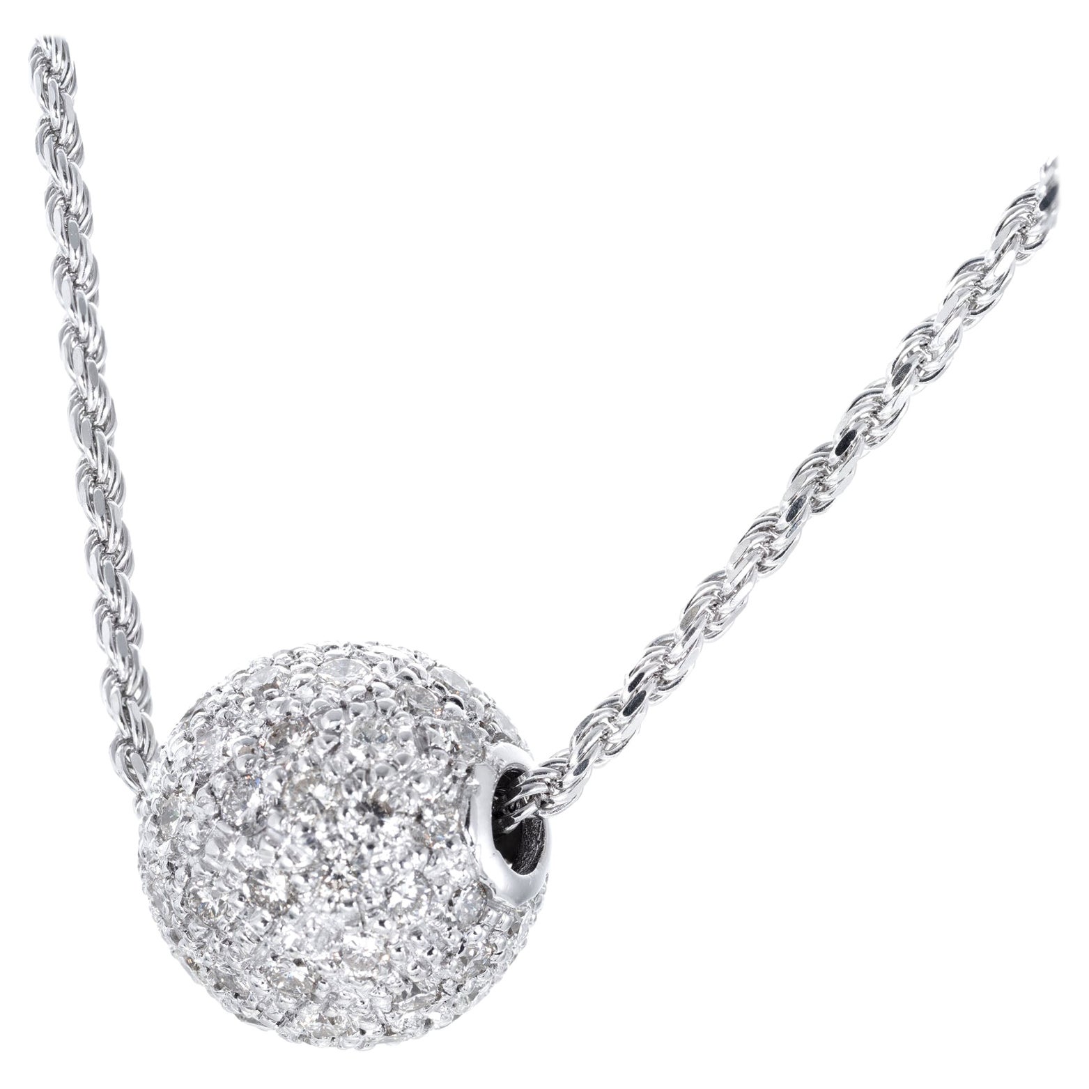 Diamond White Gold 1 Necklace For Sale at 1stDibs