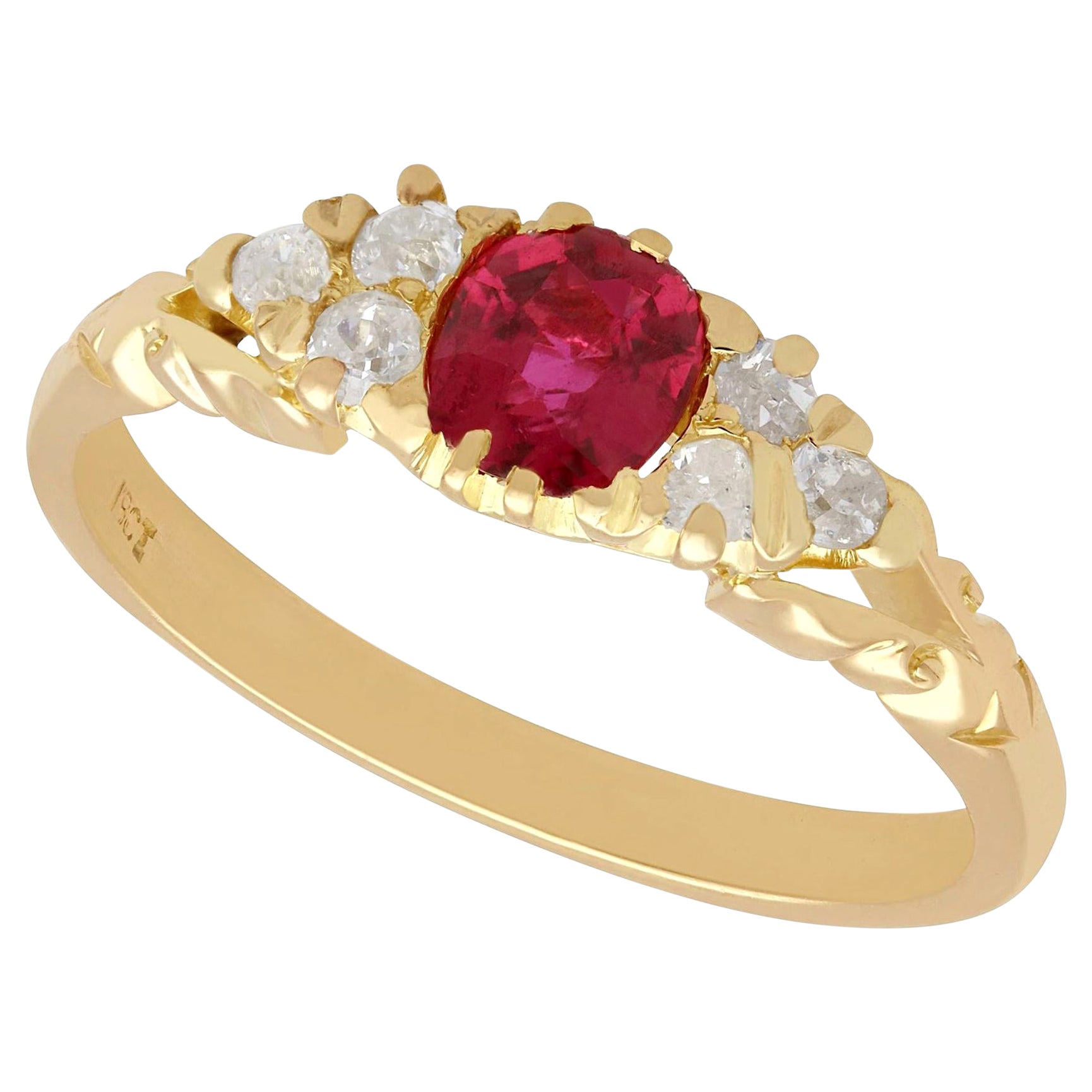 Antique Ruby and Diamond Yellow Gold Cocktail Ring, circa 1910