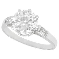 Used 1940s 2.10 Carat Diamond and 18K White Gold Solitaire Engagement Ring