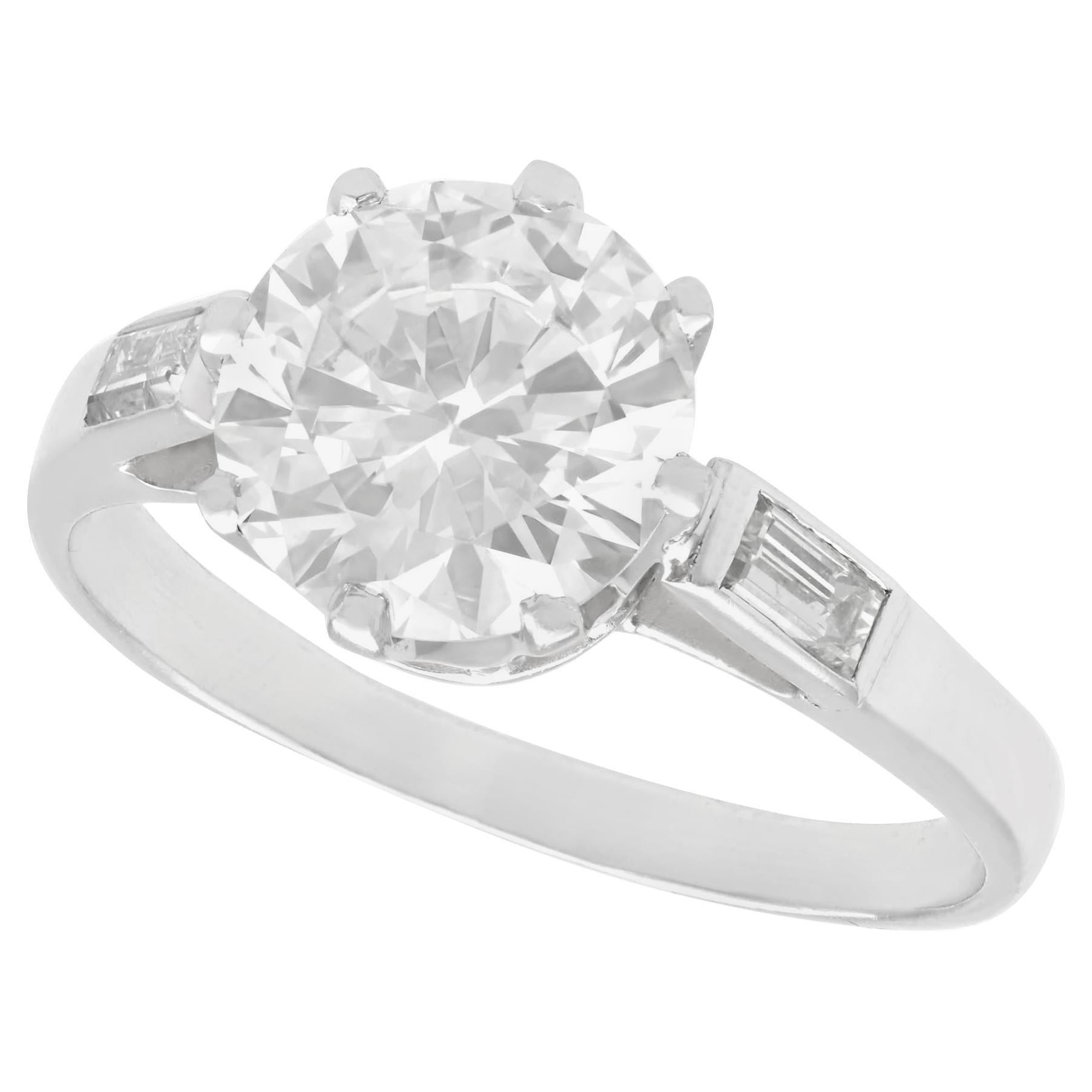 Vintage 1940s 2.10 Carat Diamond and 18K White Gold Solitaire Engagement Ring