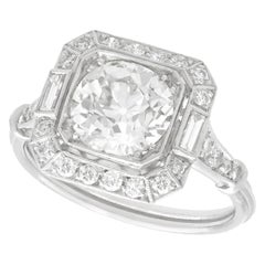 Antique Art Deco Style 2.89 Carat Diamond and Platinum Engagement Ring