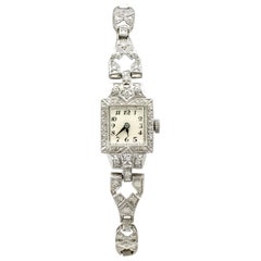 Antique 1935 1.93 Carat Diamond and Platinum Cocktail Watch