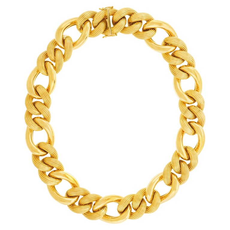 Fabulous Chunky Italian Gold Link Necklace at 1stDibs