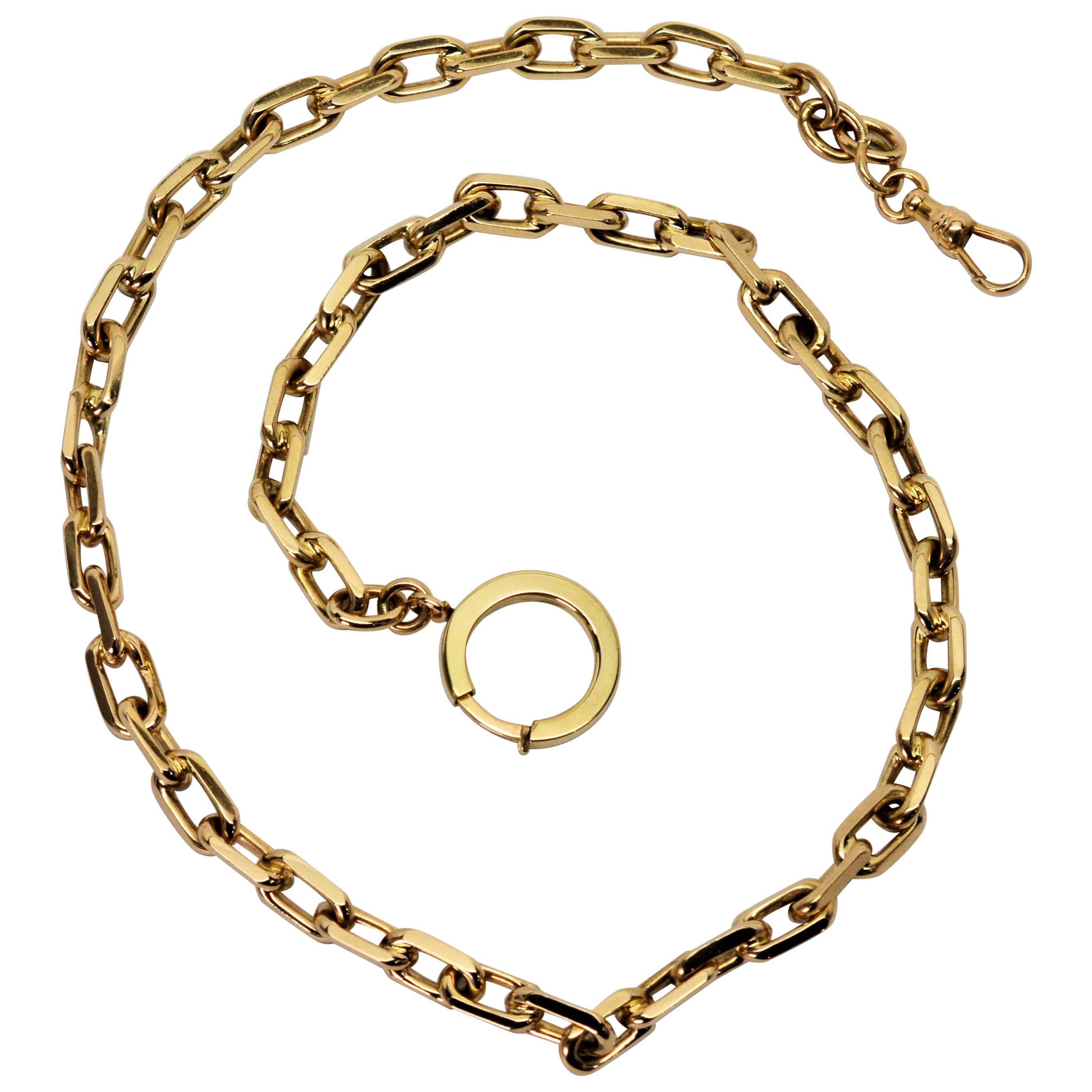 Vintage Yellow Gold Pocket Watch Chain/Necklace For Sale at 1stDibs