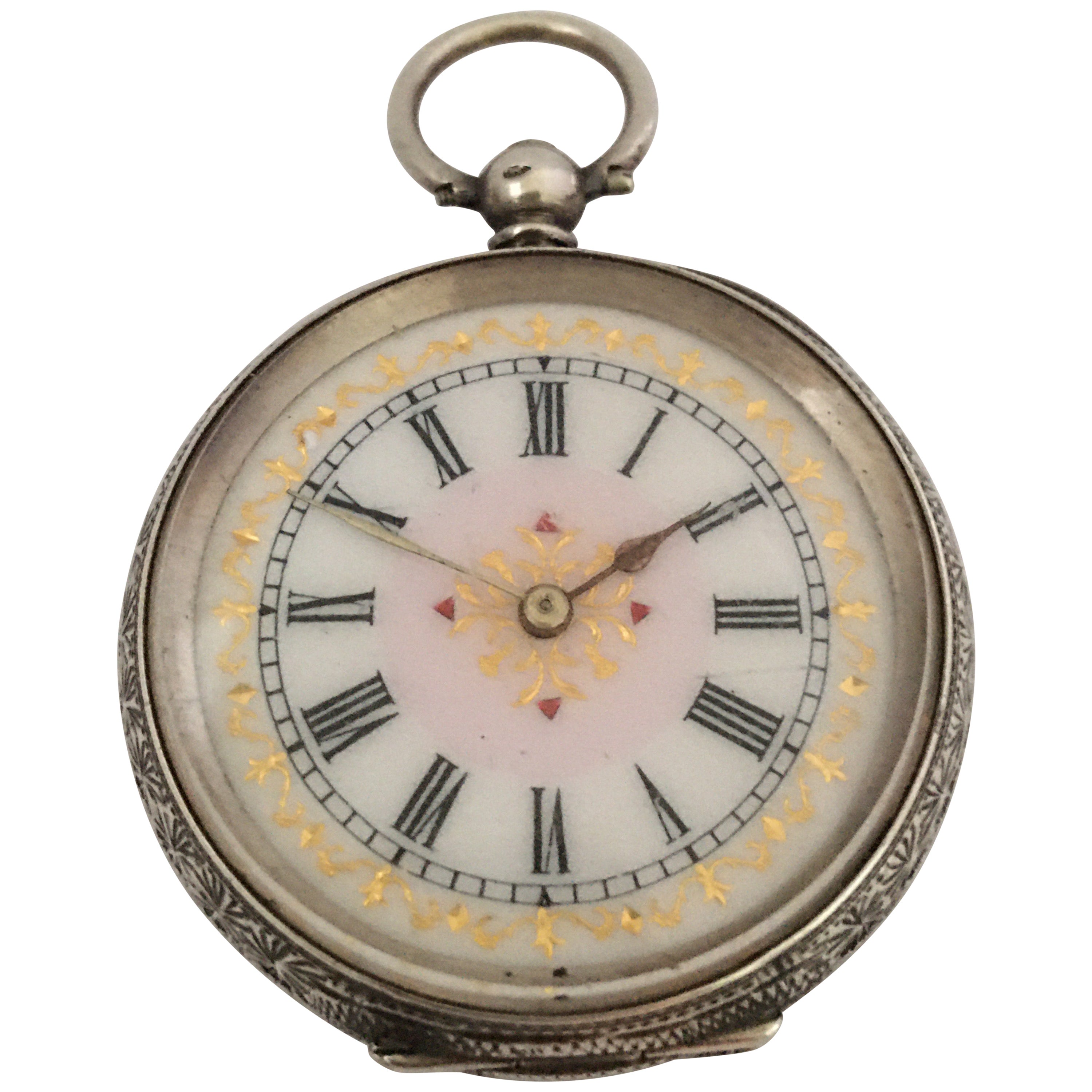 Victorian Ladies Silver Pocket Watch Dated circa 1890, Swiss Movement