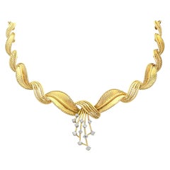 Collana vintage belga degli anni '50 con diamanti e oro giallo